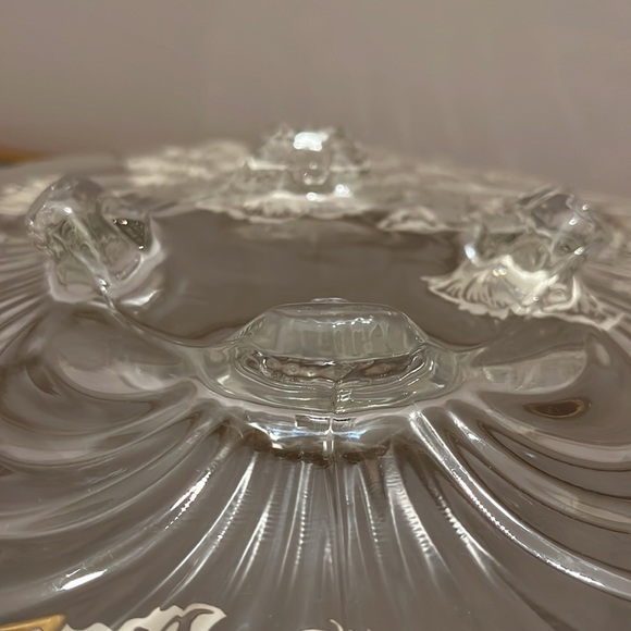 Vintage Glass Flanders Silver Overlay Poppy Footed Platter - Picture 3 of 7